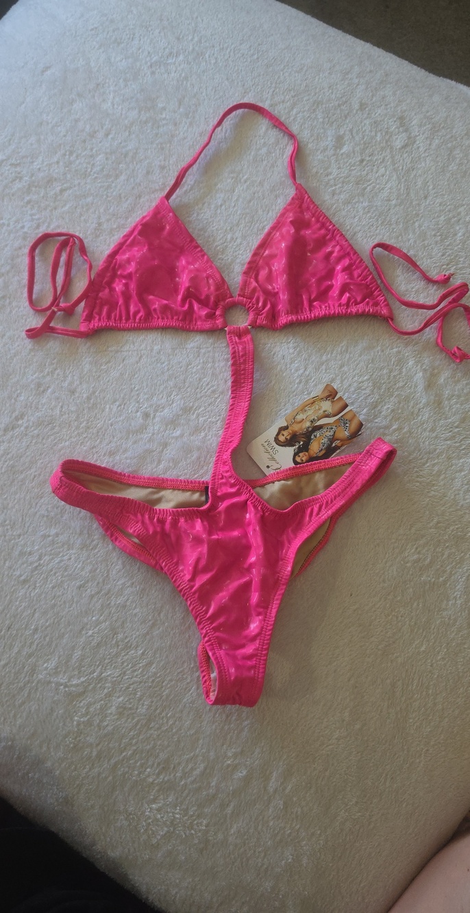 BLVD Hot Pink Triangle Monokini with Ring Detail